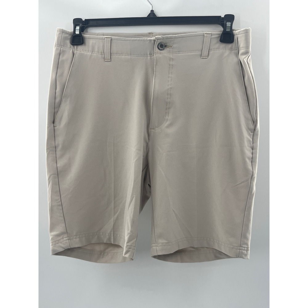 Pebble Beach Mens Performance Golf Shorts Tan Khaki Size 32 Stretch Wicking